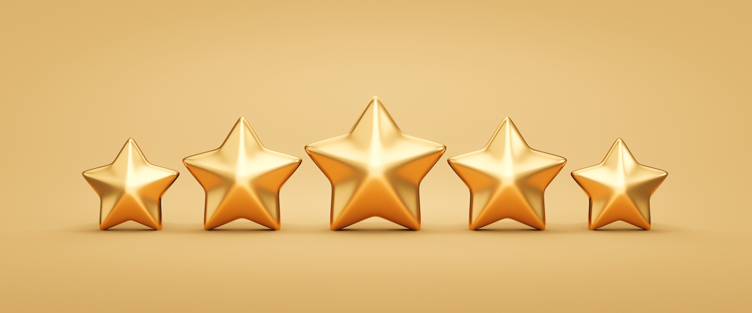 Five Gold rating star symbol of customer satisfaction review